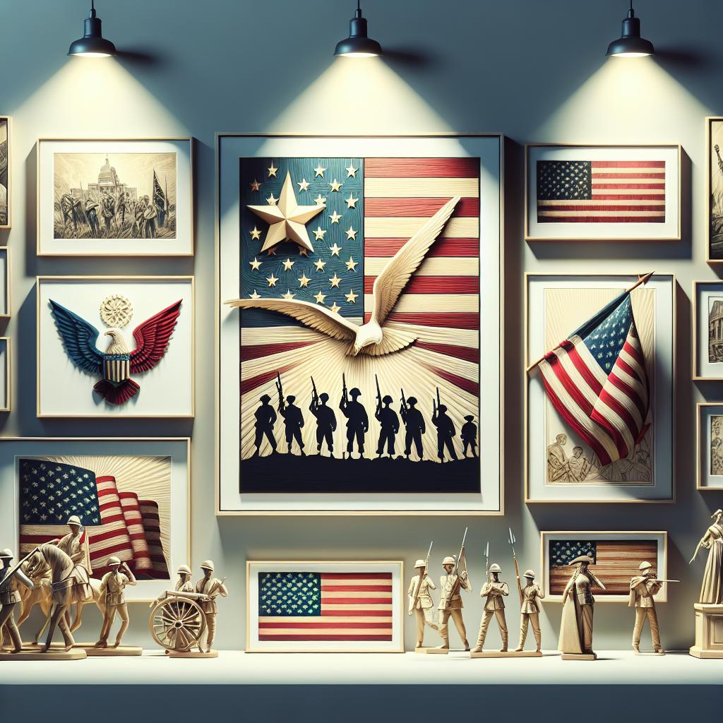 Patriotic art collection display