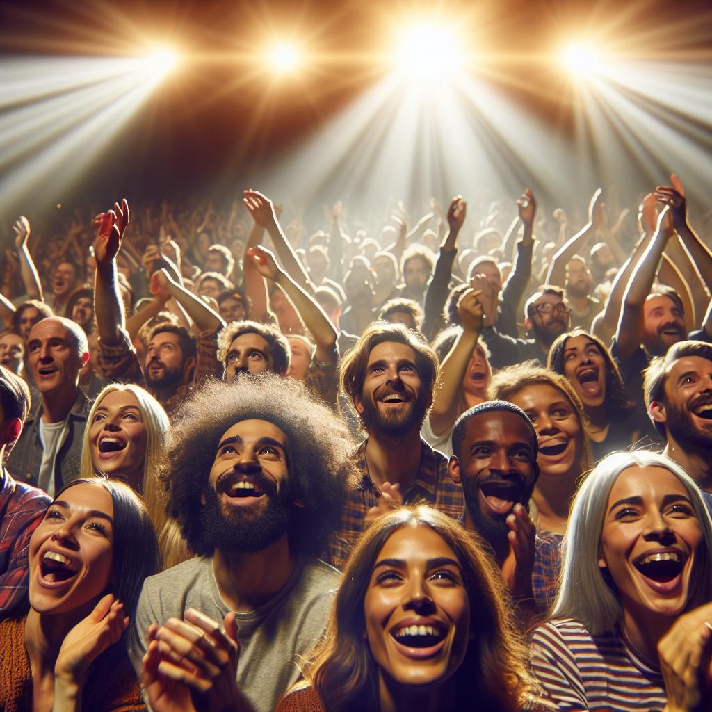 Audience cheering at concert.