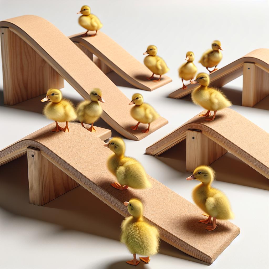 Ducklings navigating new ramps.