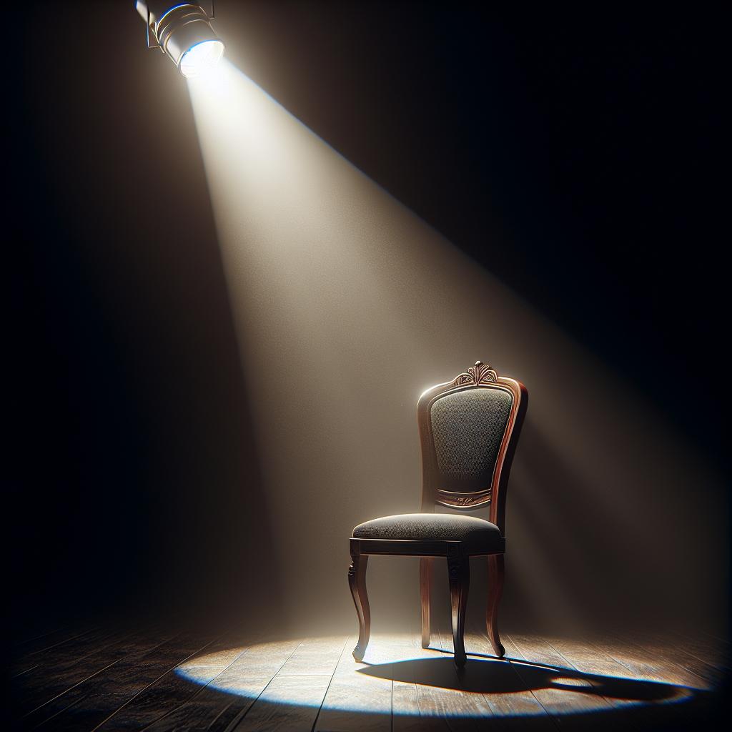 "Empty chair with spotlight"