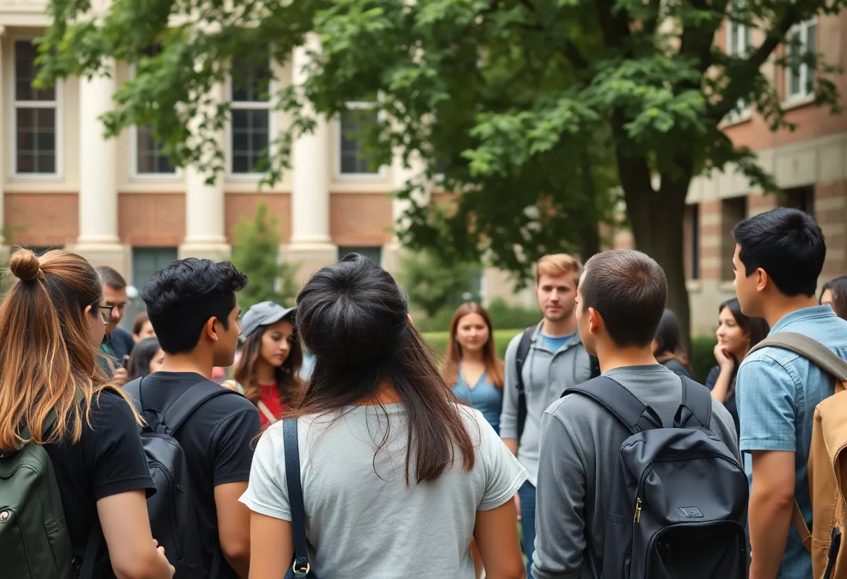 Students discussing academic freedom on campus