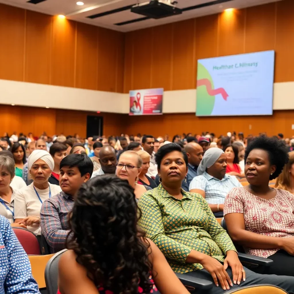 Audience engaged during healthcare discussion event featuring George W. Bush.