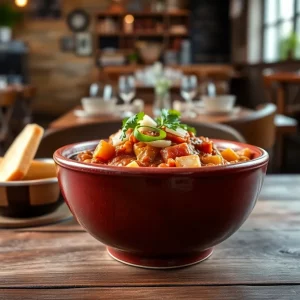 Bowl of chili served in a local Huntsville restaurant