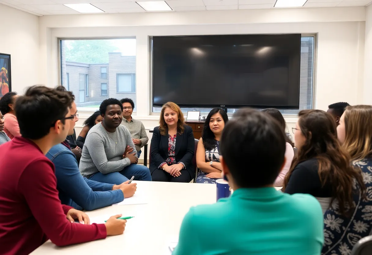 Community members participating in a civic engagement workshop in Huntsville.