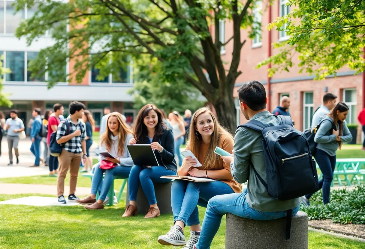 Students engaging in college activities, reflecting community and support.