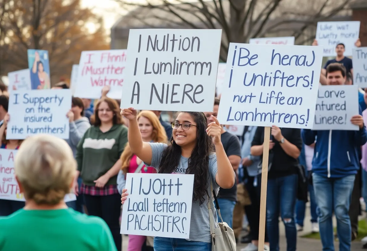 People gathered in support of Timmy Beason after a hit-and-run incident in Huntsville.