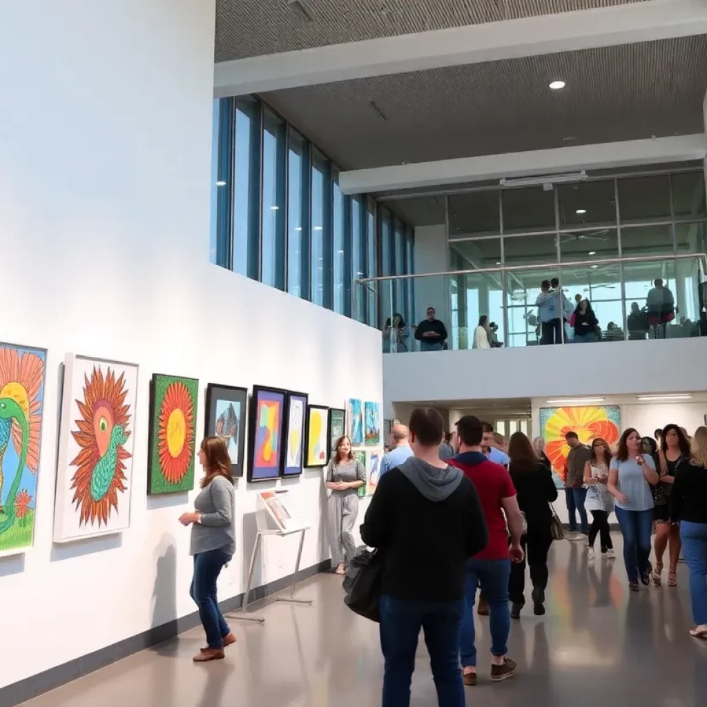 Visitors enjoying the Huntsville Public Art Tour at City Hall.