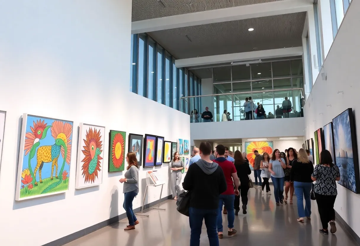 Visitors enjoying the Huntsville Public Art Tour at City Hall.