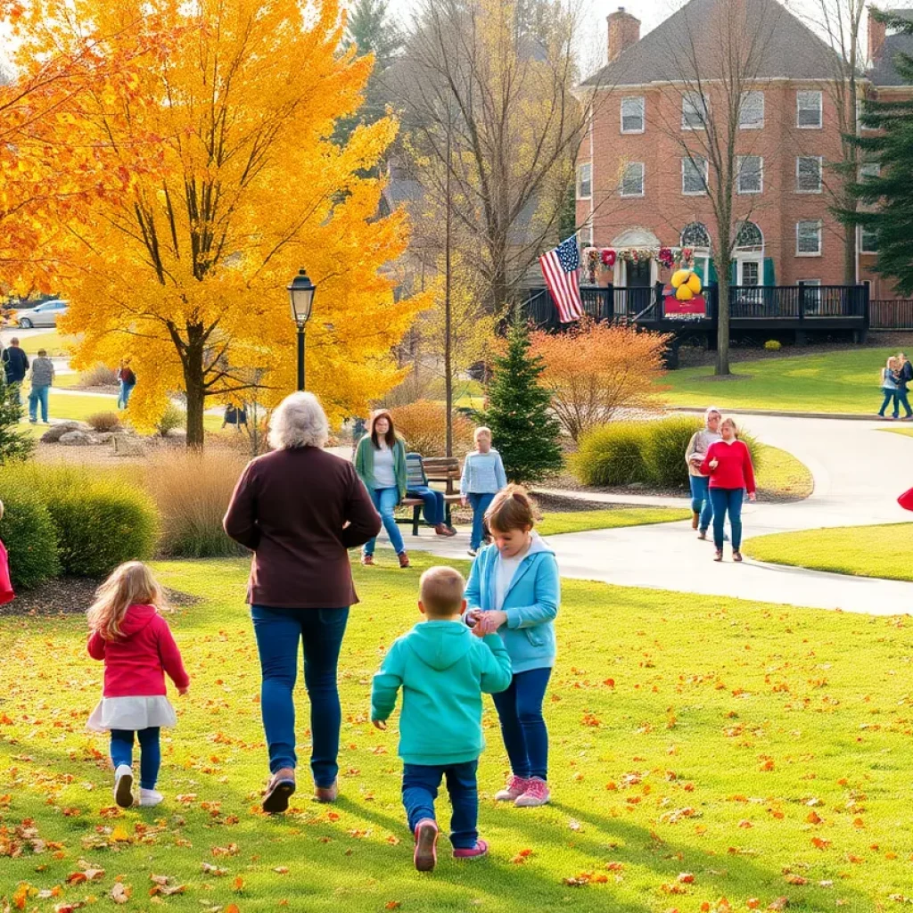 Families enjoying autumn activities in Huntsville park