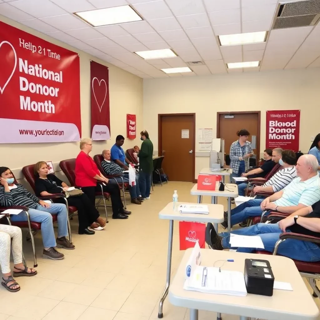 People donating blood at LifeSouth Blood Center in Huntsville