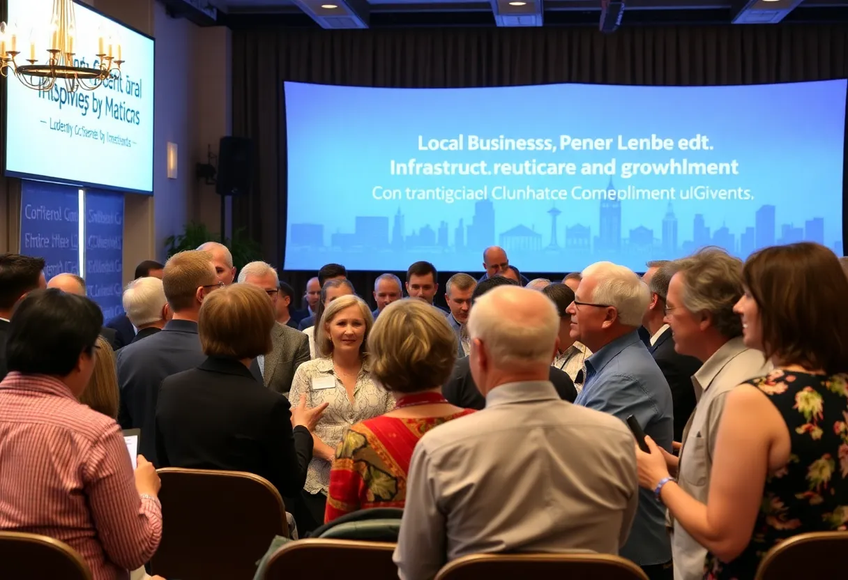 Gathering of local leaders discussing community growth at Huntsville Chamber Luncheon