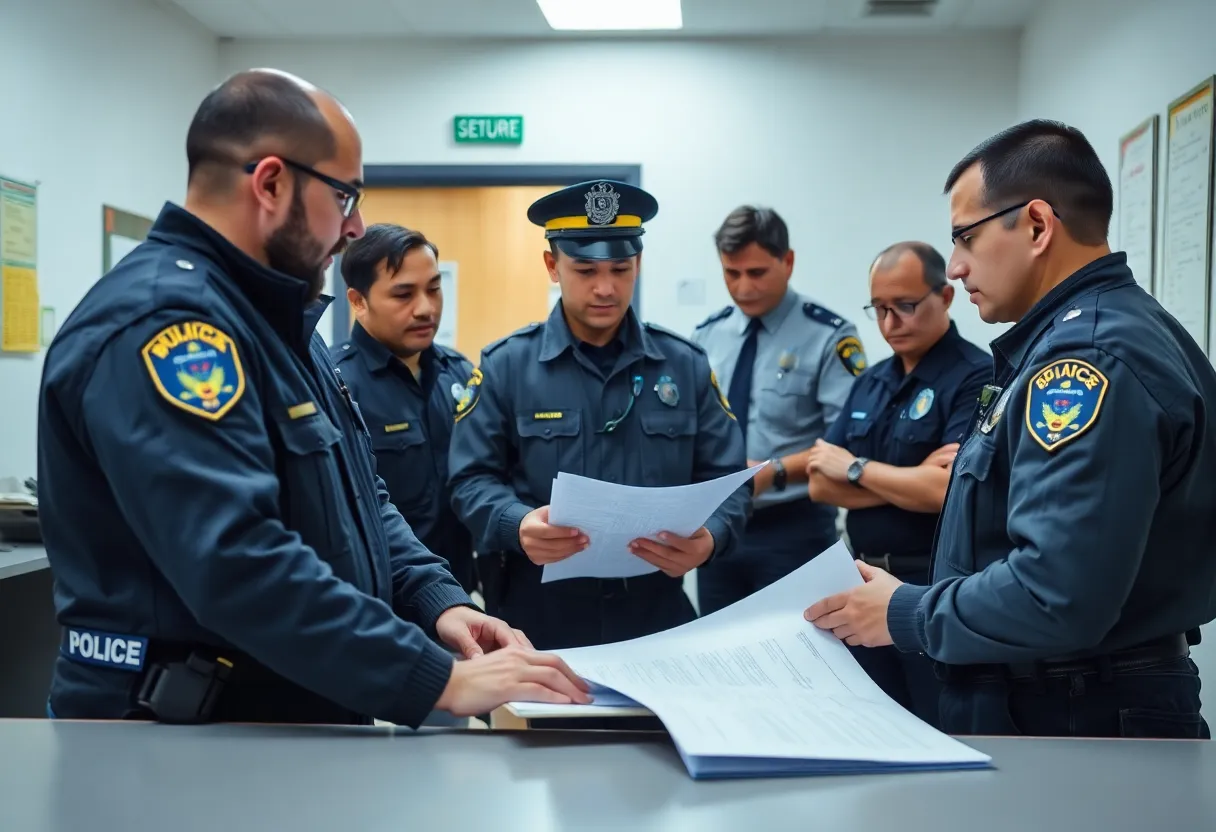 Law enforcement officers planning a child predator sting operation