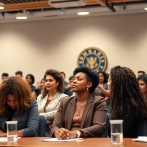 Diverse council members discussing inclusivity in Huntsville.