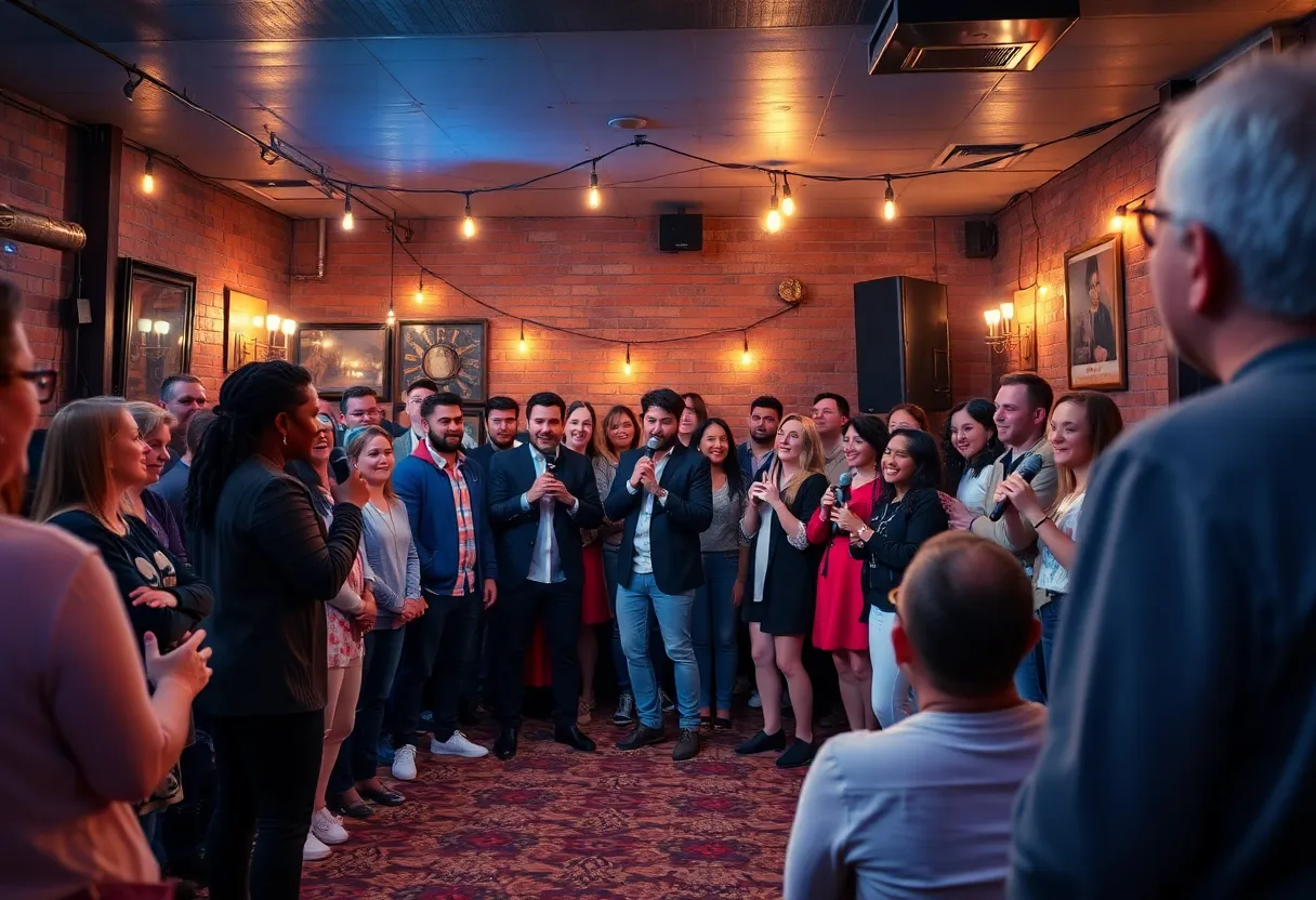 Local comedians performing at a comedy venue in Huntsville
