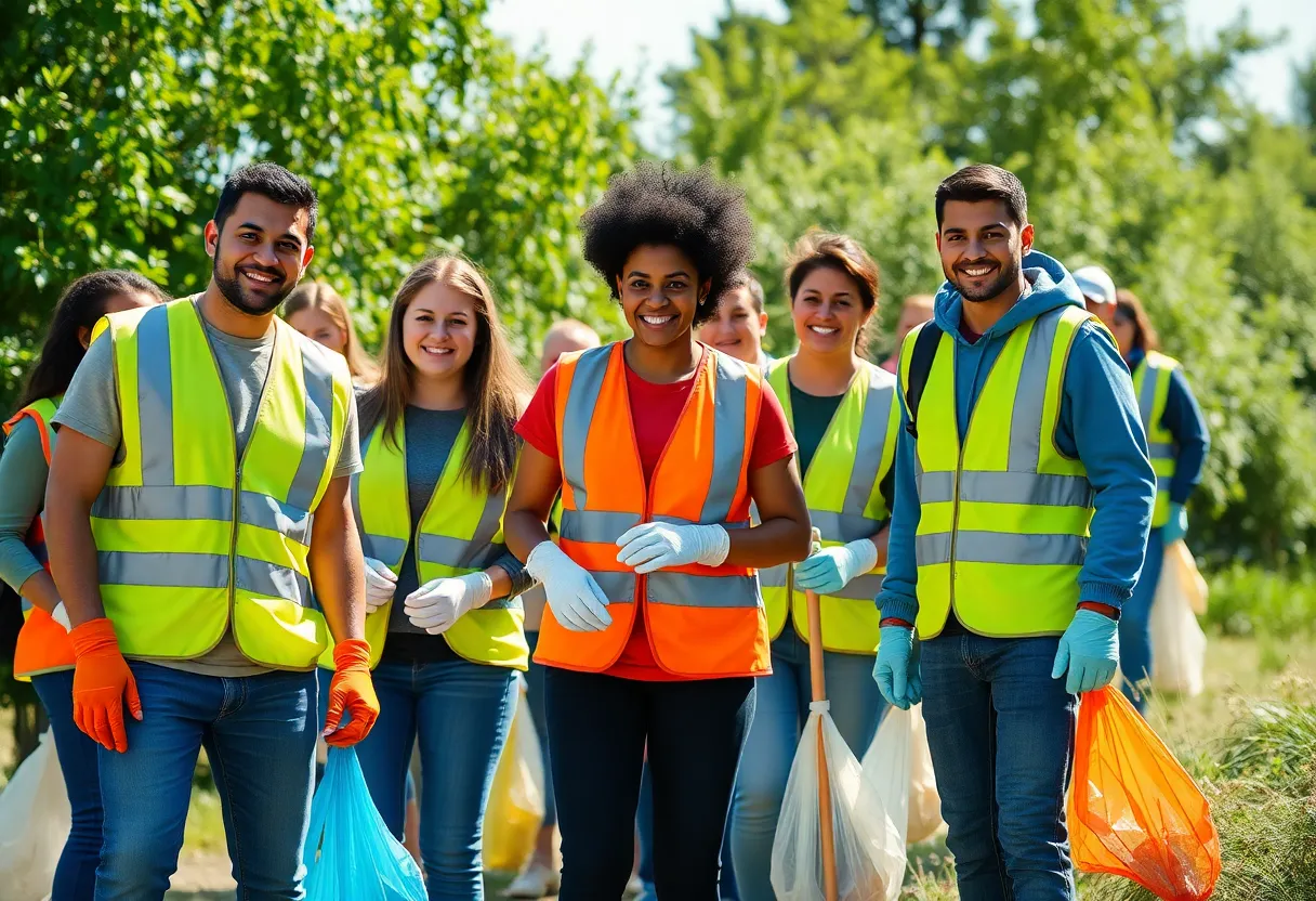 Volunteers cleaning up the community in Huntsville