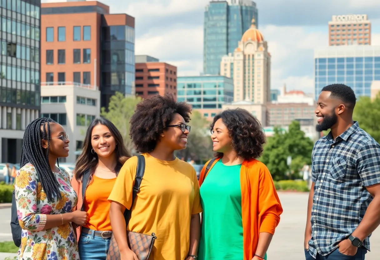 Diverse group of people working together in Huntsville.