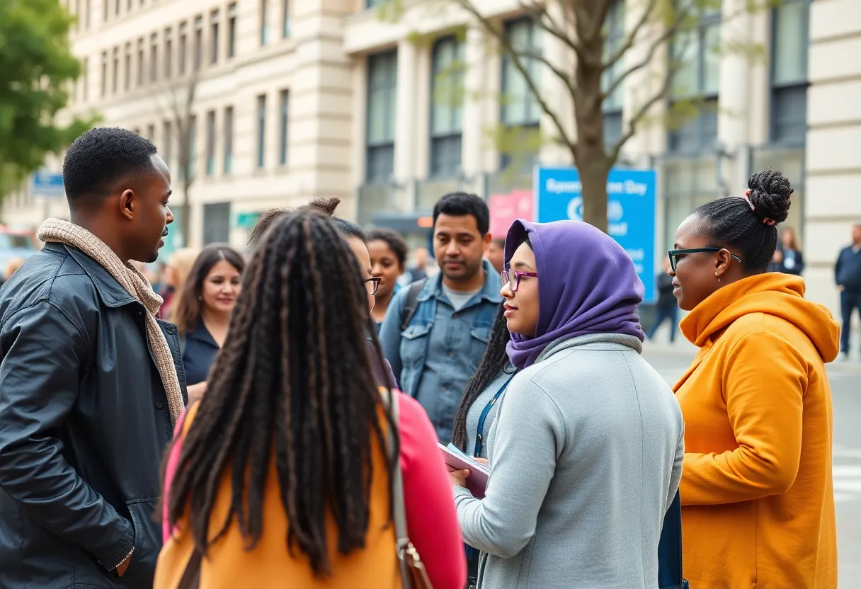 Community members discussing diversity initiatives in Huntsville