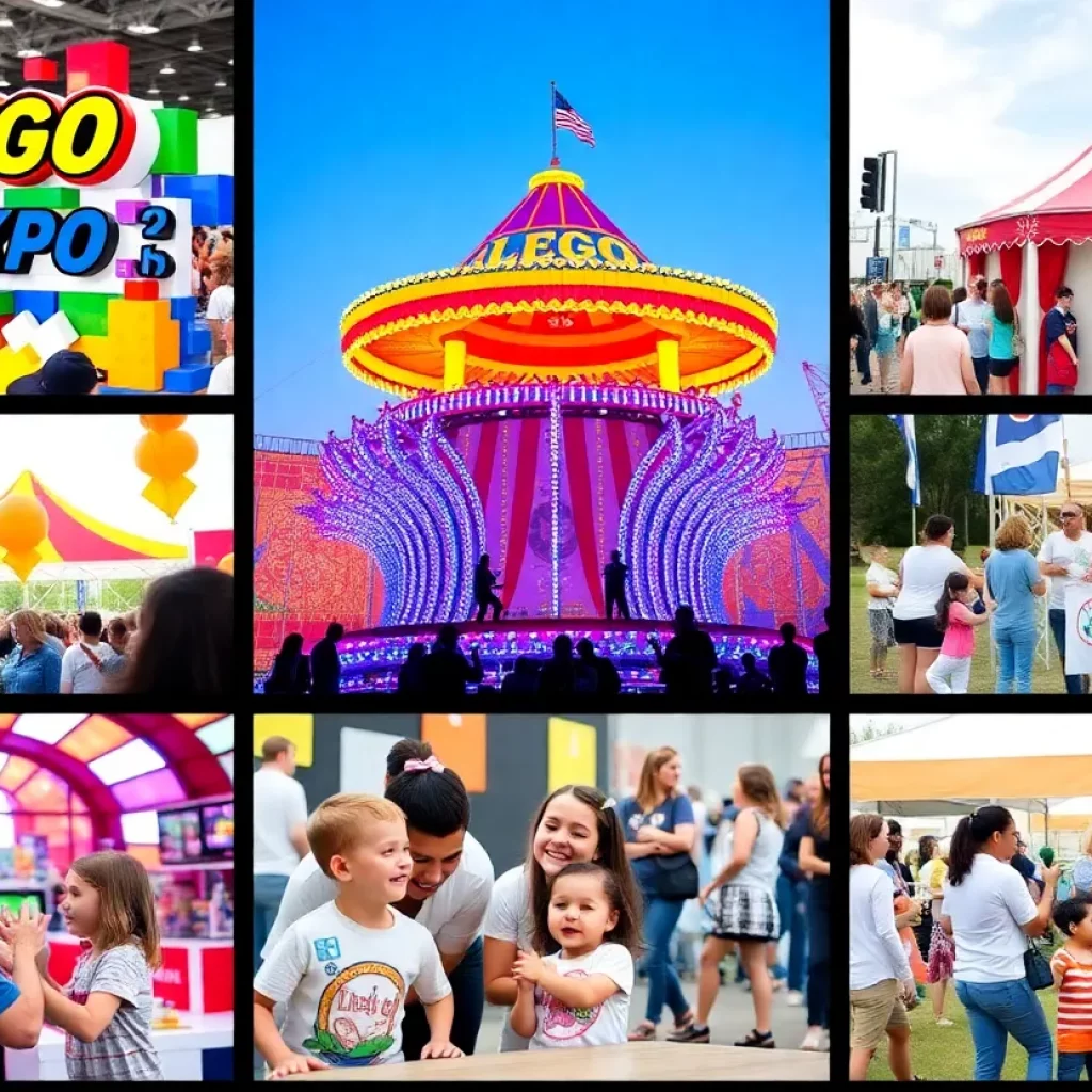 Families enjoying various weekend events in Huntsville, Alabama, including a LEGO expo and a circus.