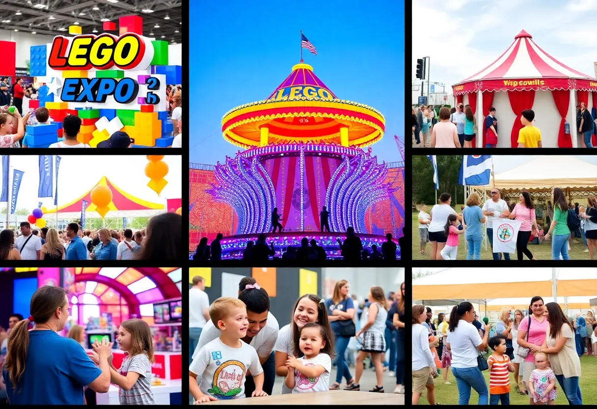 Families enjoying various weekend events in Huntsville, Alabama, including a LEGO expo and a circus.