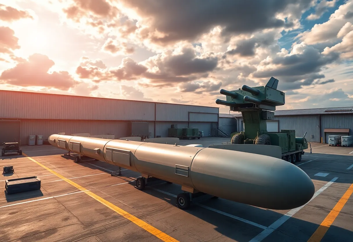 Illustration of missile defense technology at a Huntsville facility