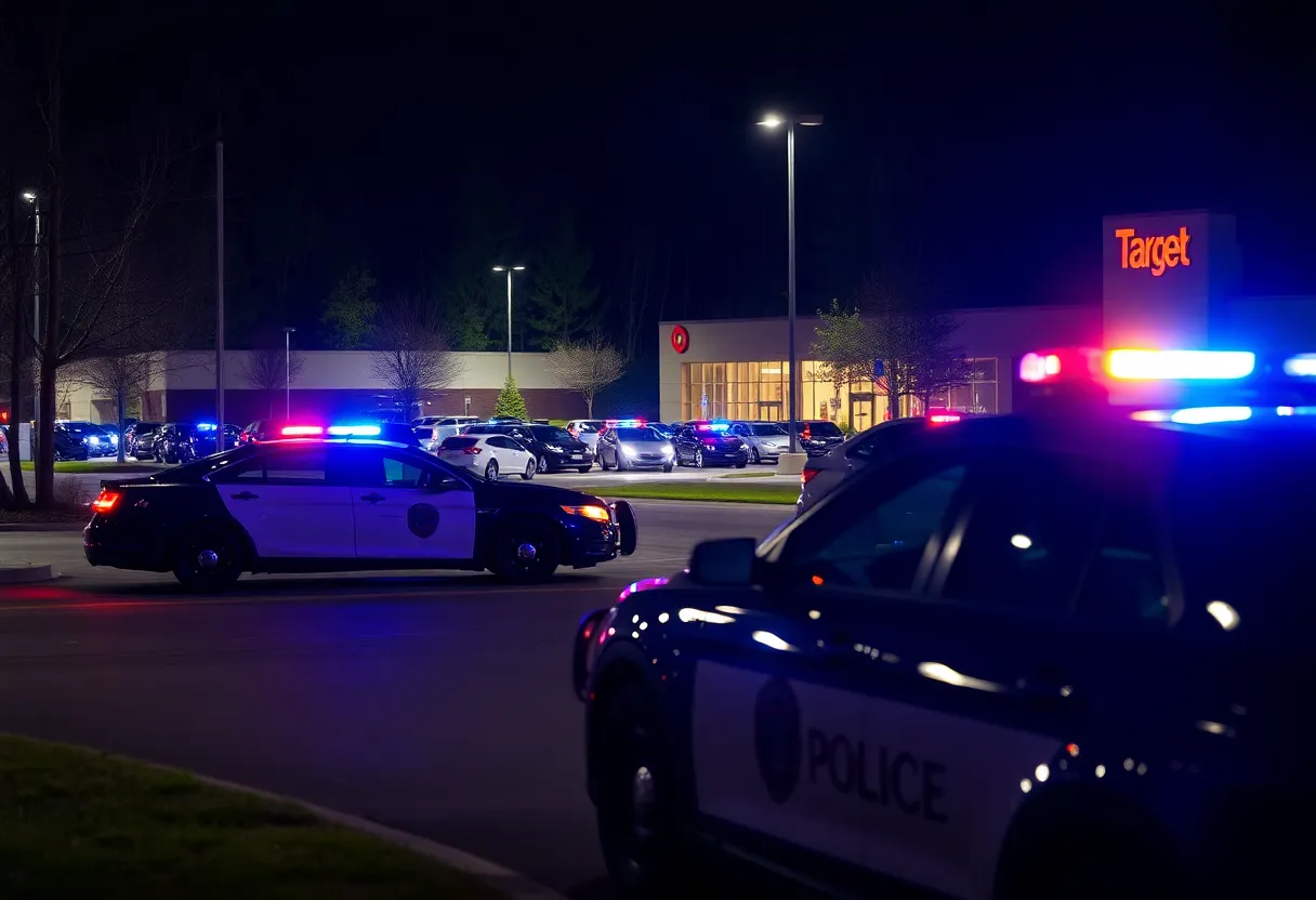 Police chase scene in Huntsville, Alabama.