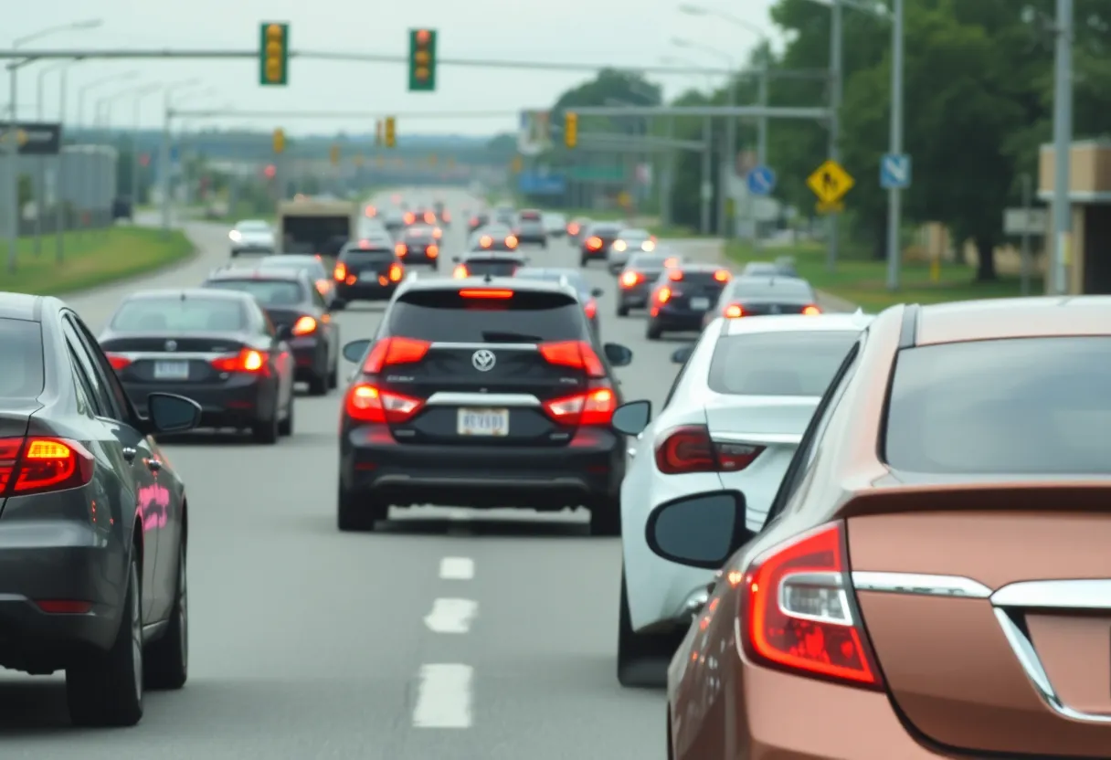 Huntsville road with cars following safe distances