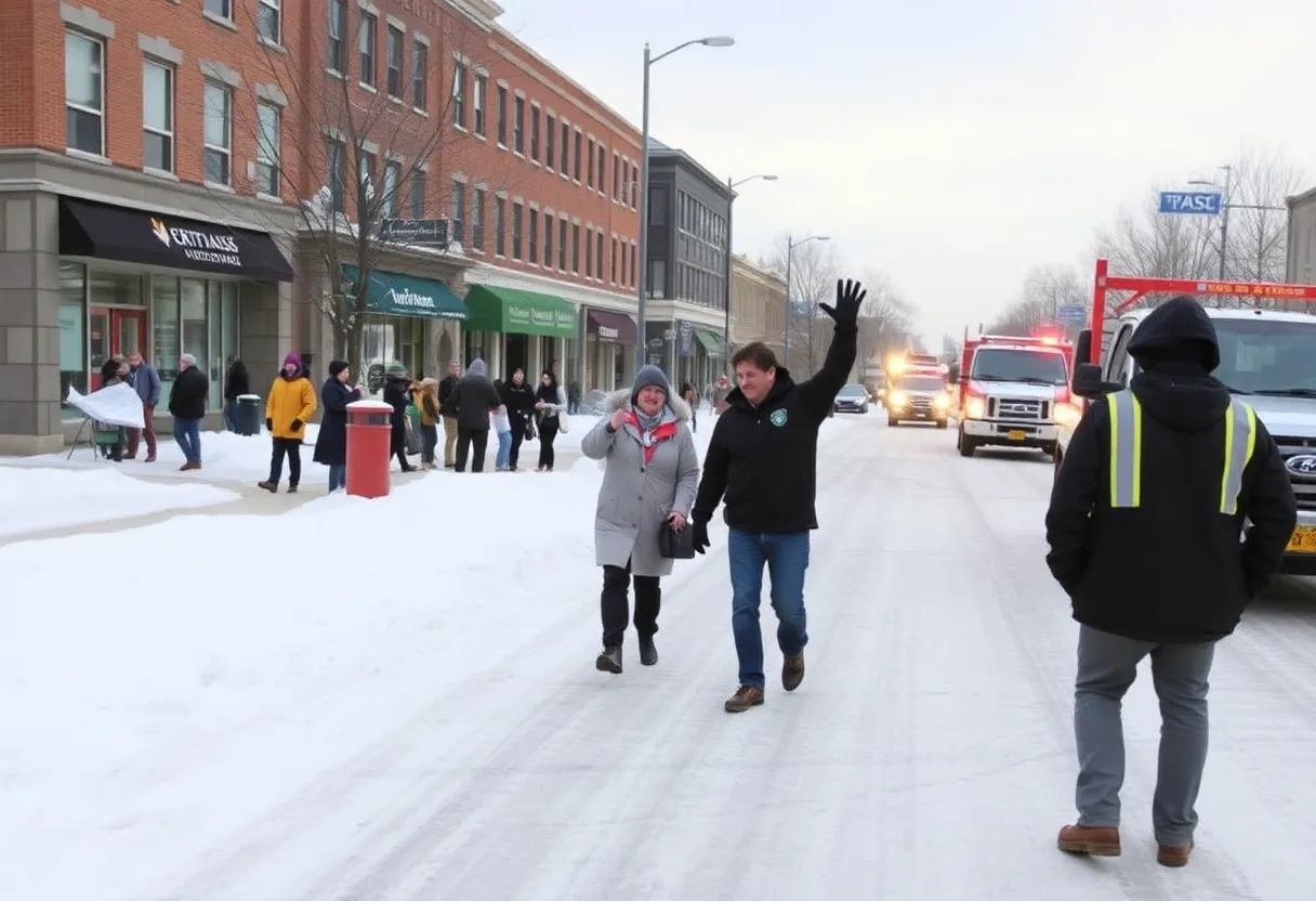 Streets of Huntsville clear after winter storm with community members out and about.