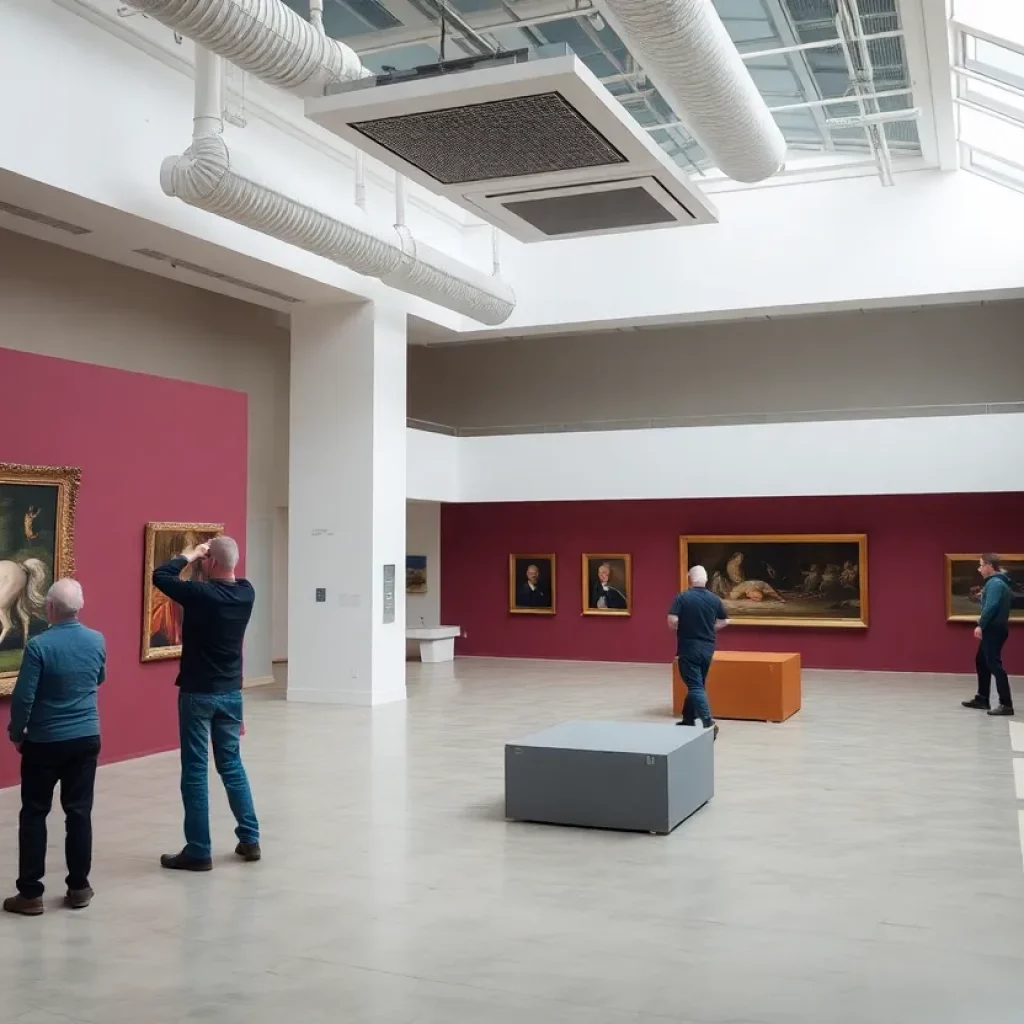 Interior view of Huntsville Museum of Art during HVAC installation