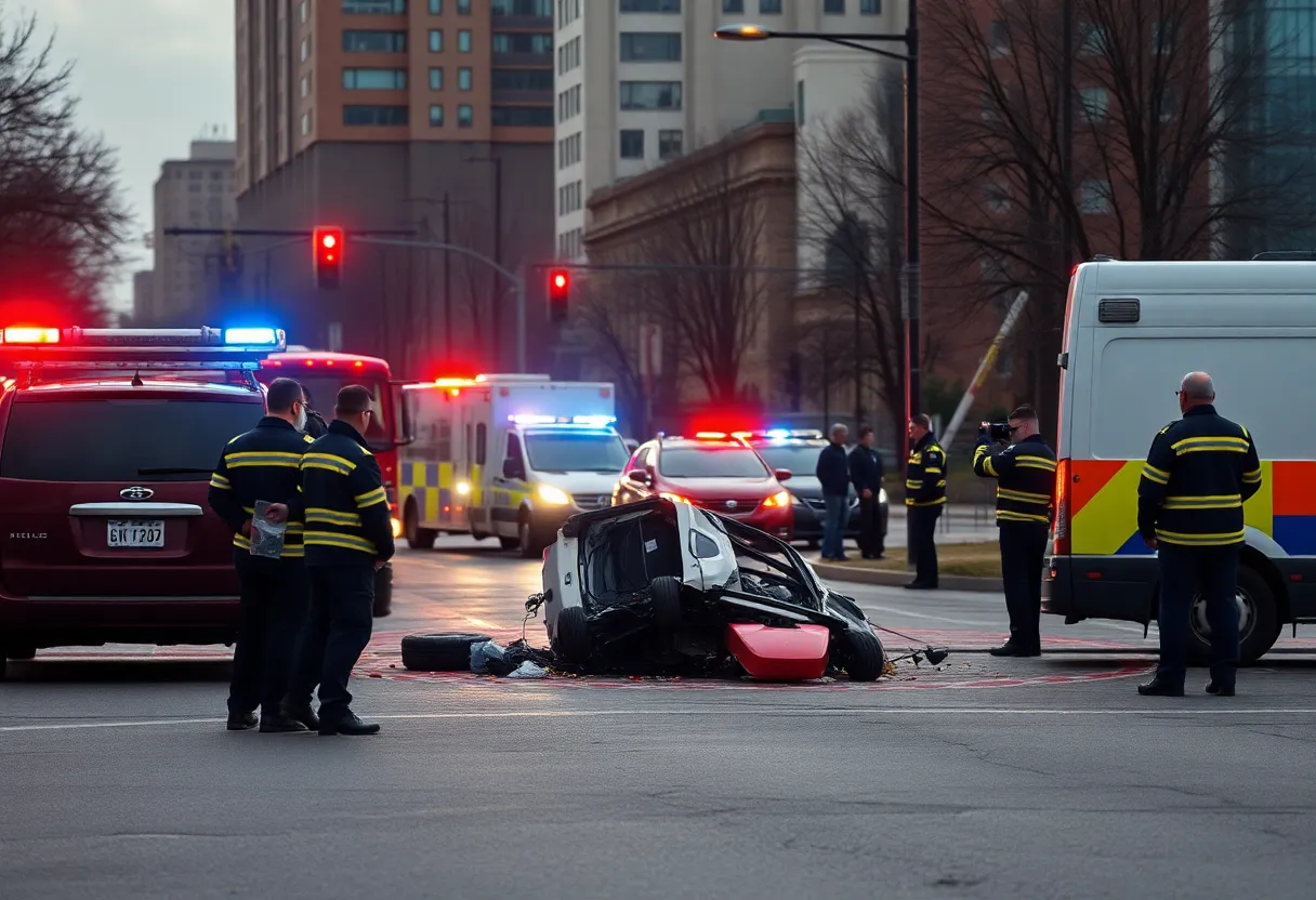 Emergency services respond to a vehicle collision in Huntsville