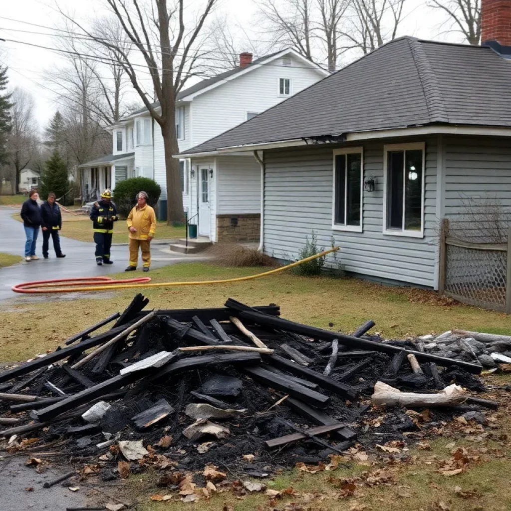 Fire damage in a residential neighborhood in Madison County