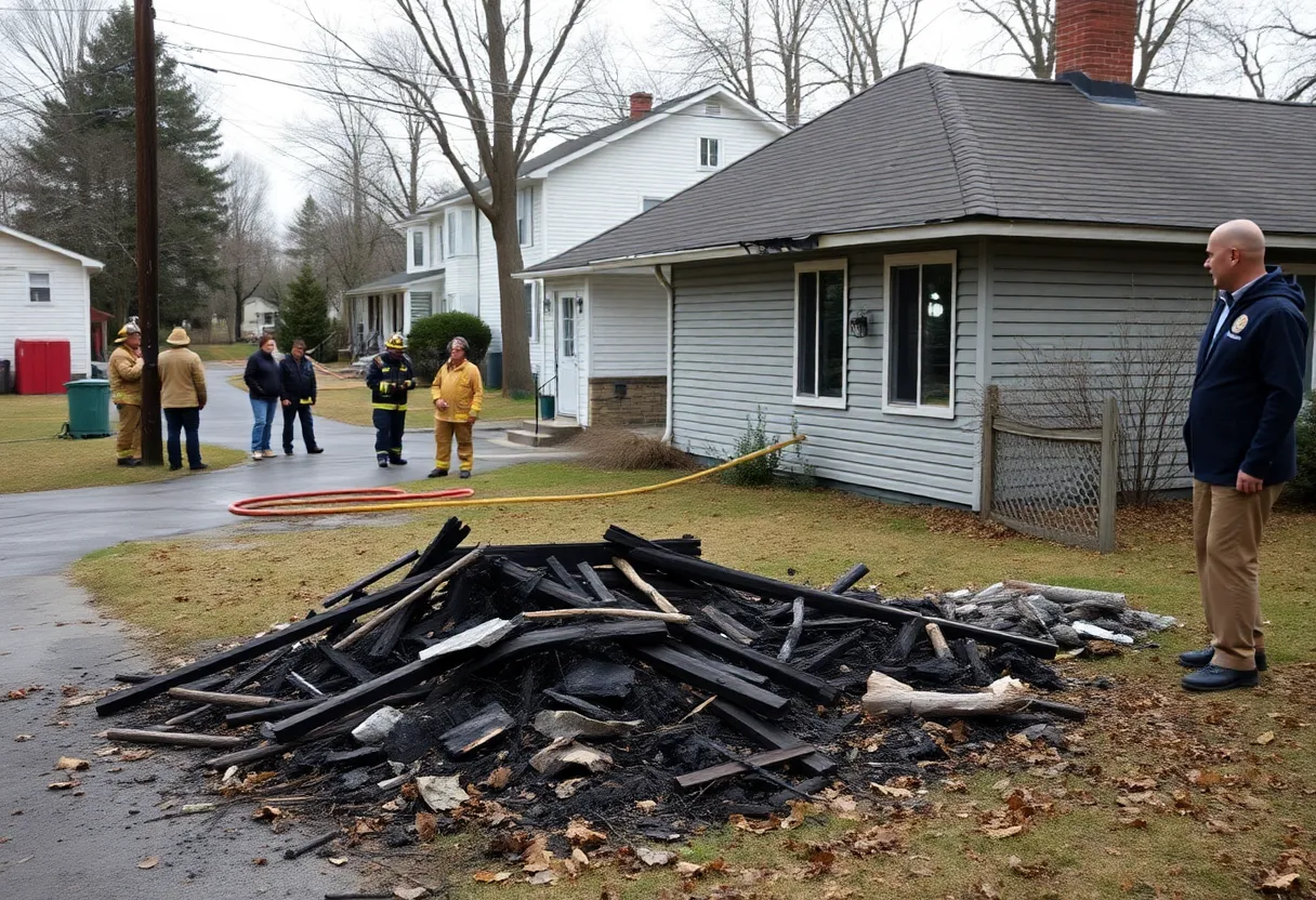 Fire damage in a residential neighborhood in Madison County