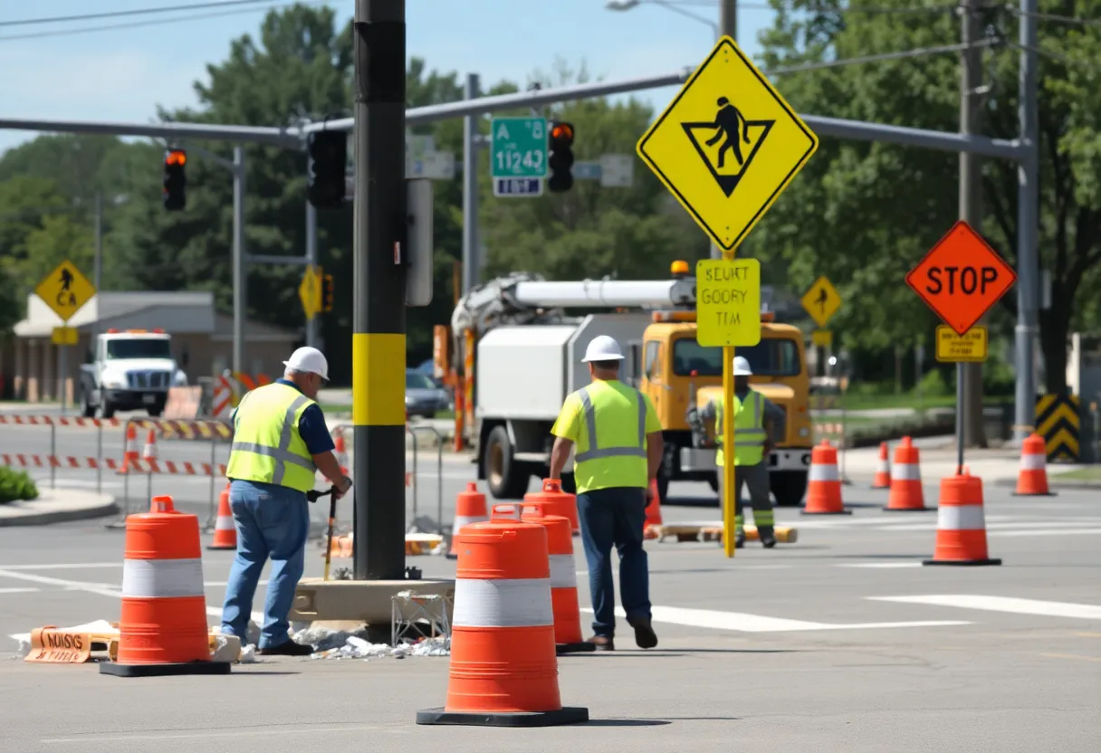 Construction site for water department improvements in Madison County