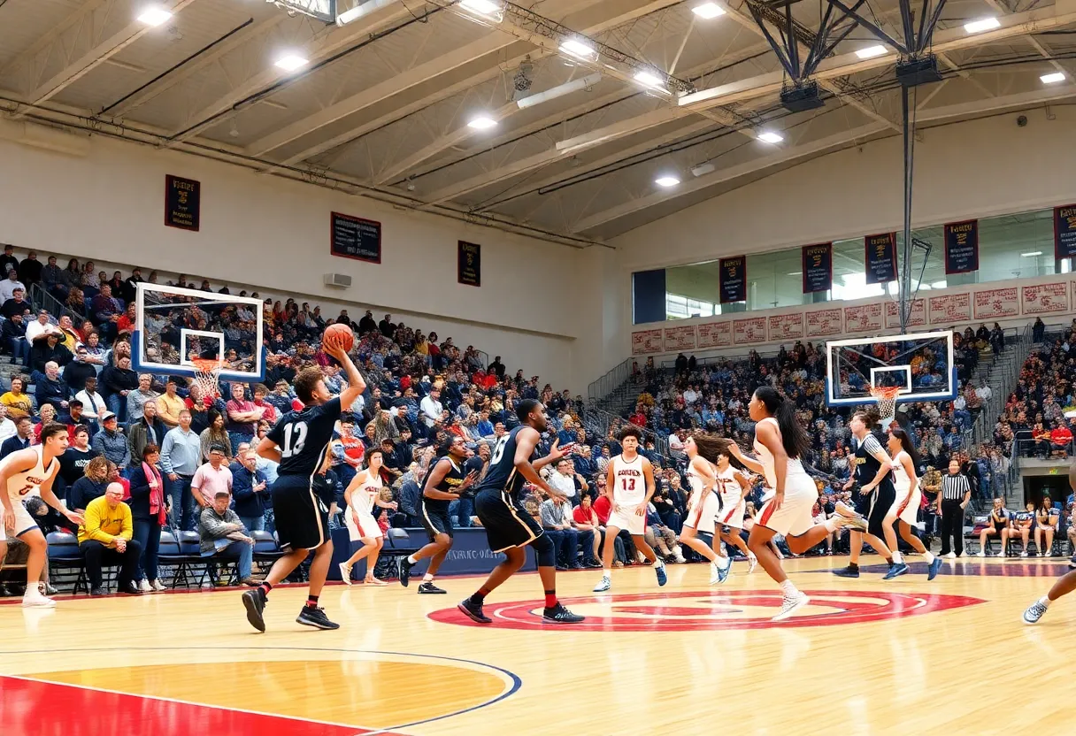Basketball game at Stillman College with enthusiastic fans