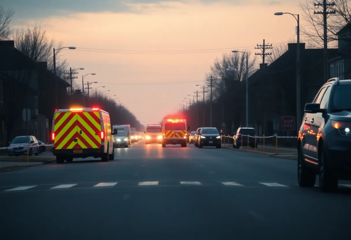 Emergency response vehicles at a traffic incident site in Madison County