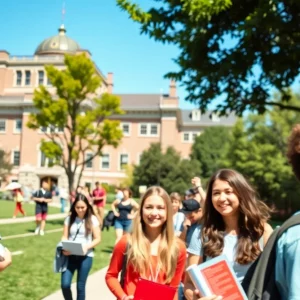 Campus life at the University of Alabama with students and activities
