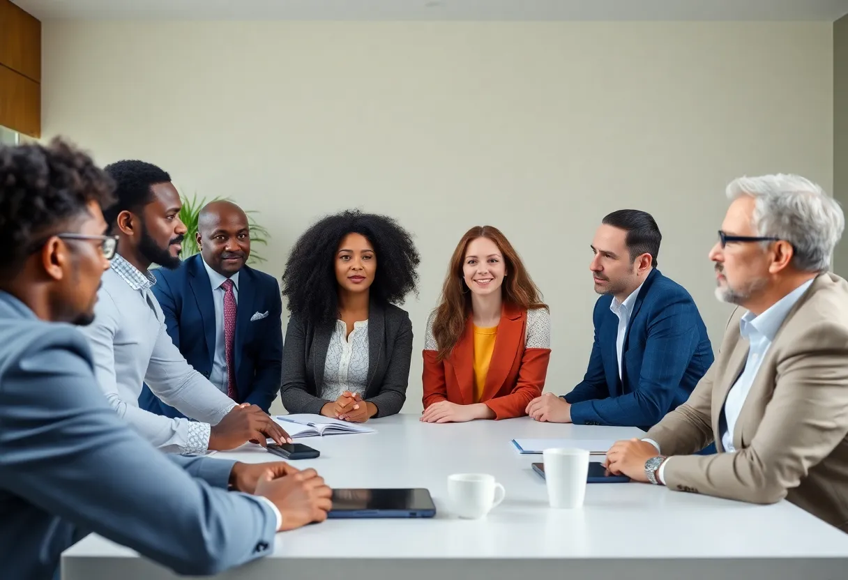 Virtual meeting discussing presidential search qualities.