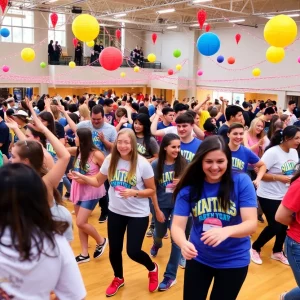 Students dancing at the BAMAthon 2023 event