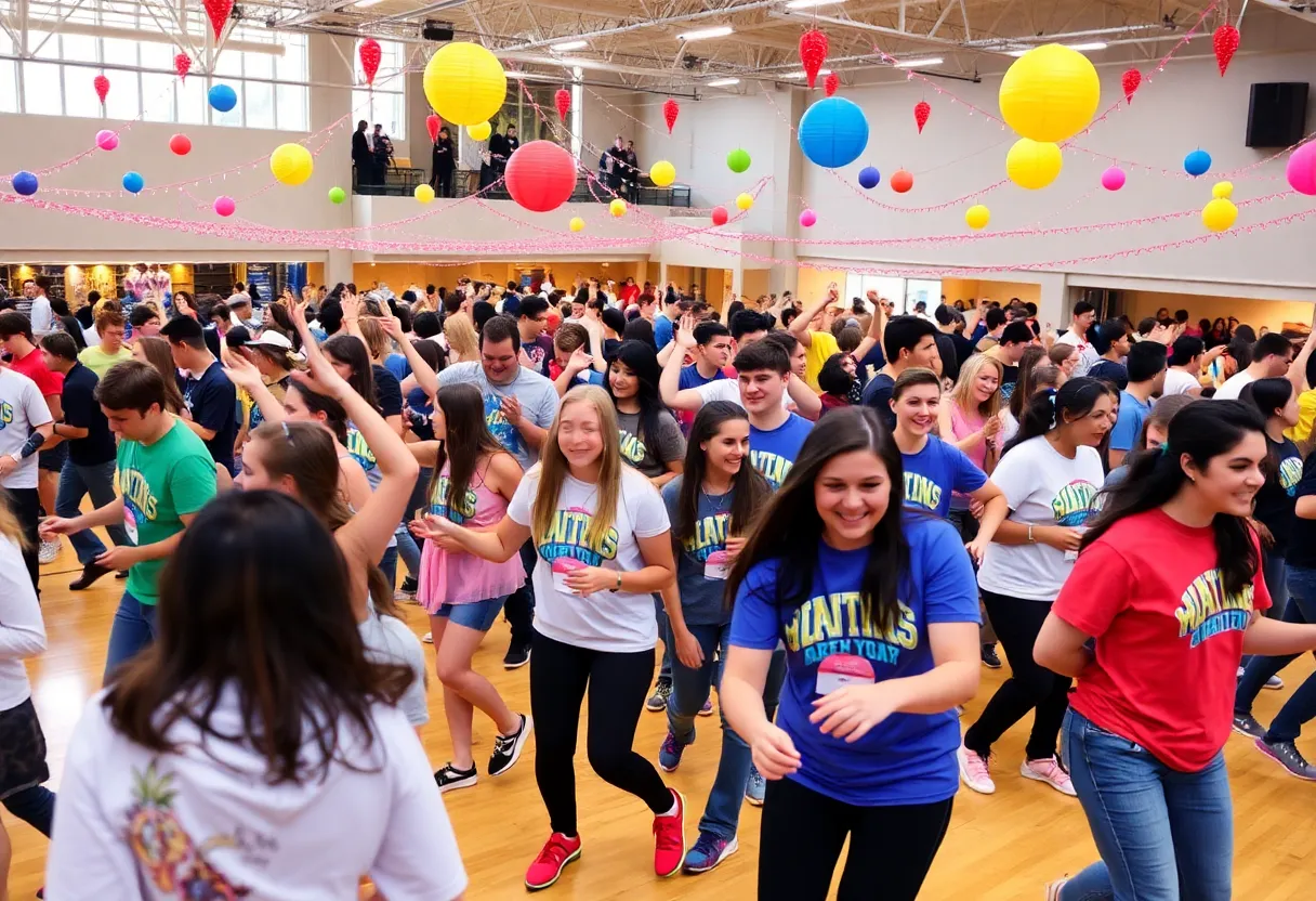 Students dancing at the BAMAthon 2023 event