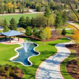 Concept of the expanded Big Spring Park East with pavilion and water features