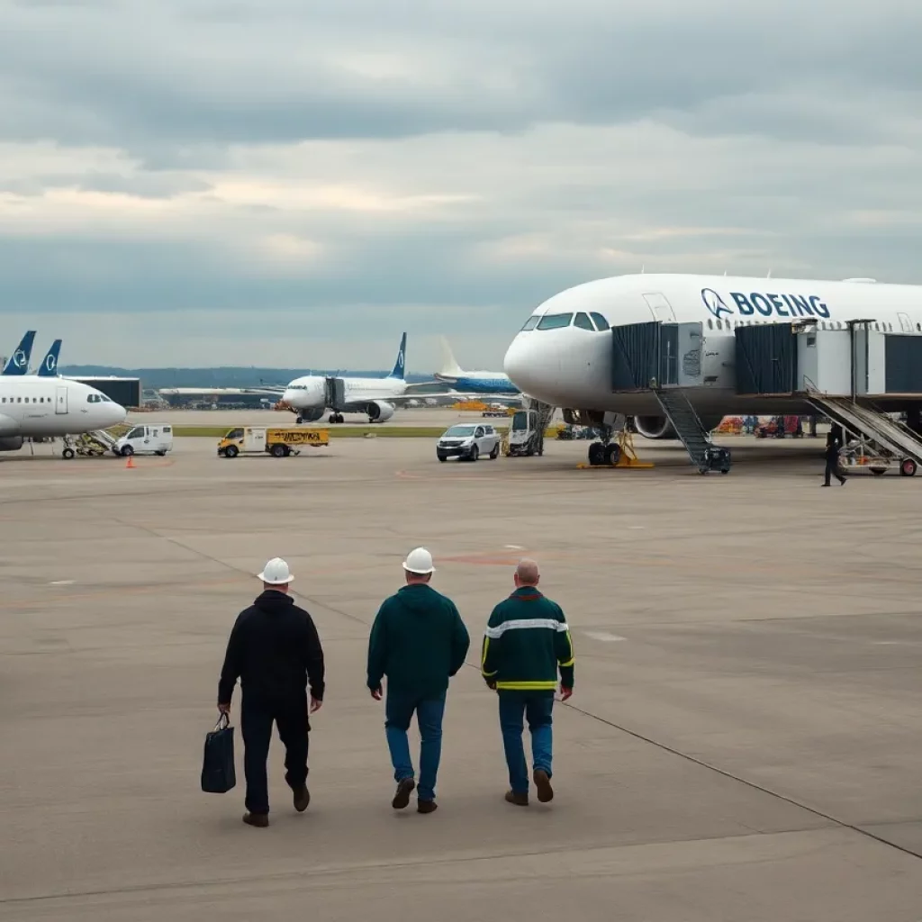 Boeing facility in Huntsville with departing workers