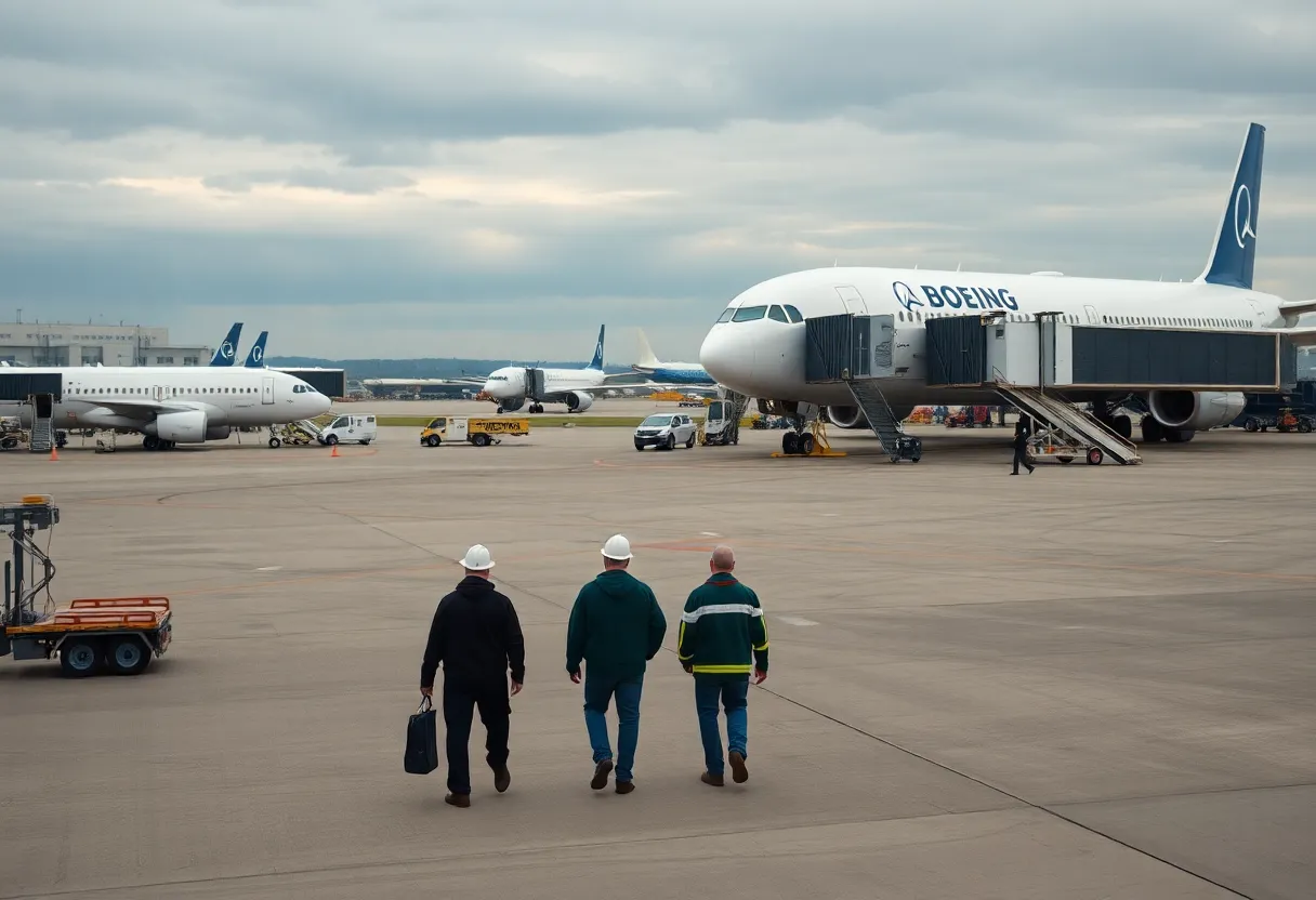 Boeing facility in Huntsville with departing workers