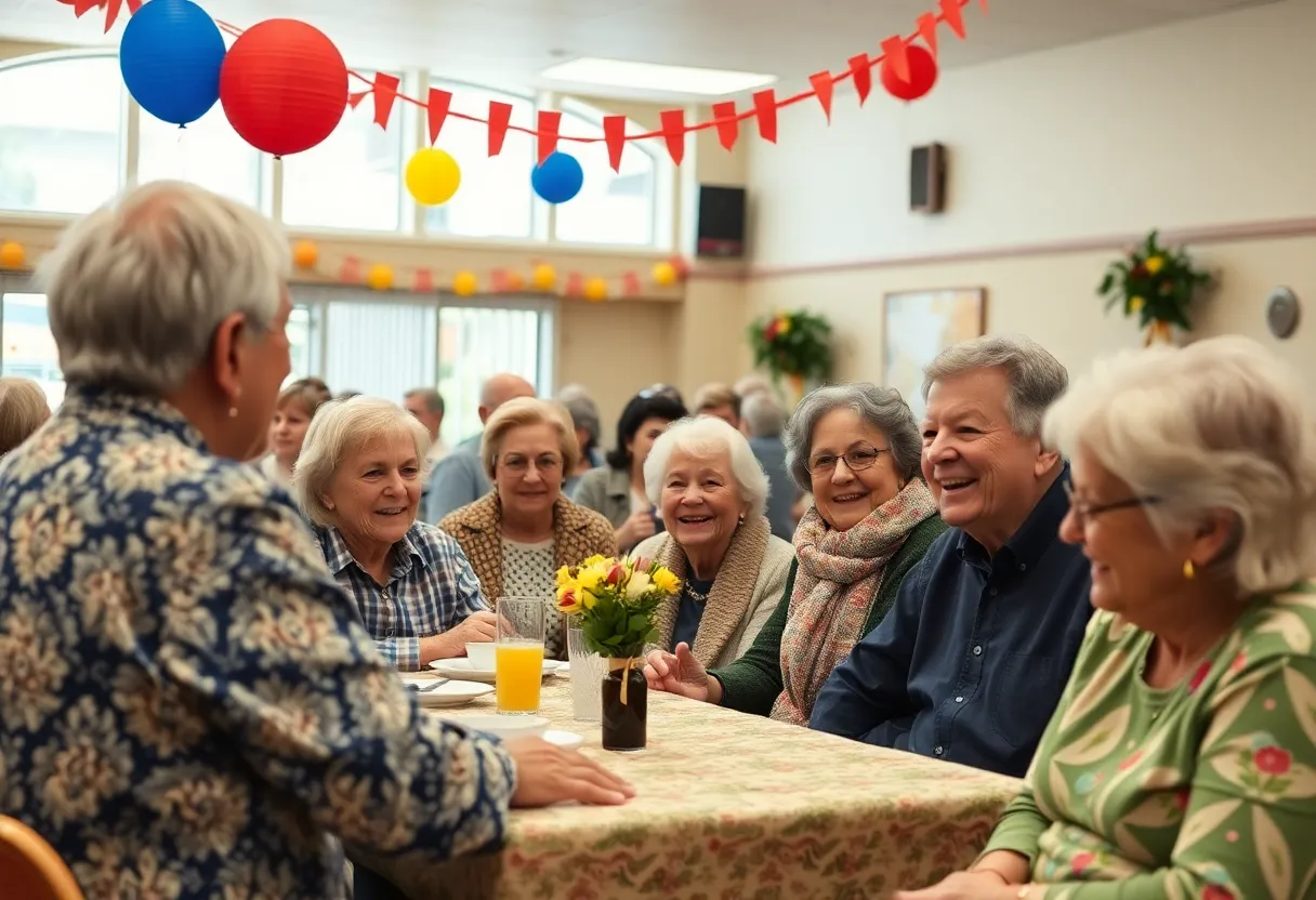 Community gathering celebrating a retirement.