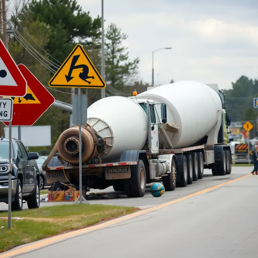 Cement truck crash on South Green Mountain Road in Huntsville