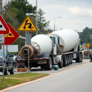 Cement truck crash on South Green Mountain Road in Huntsville