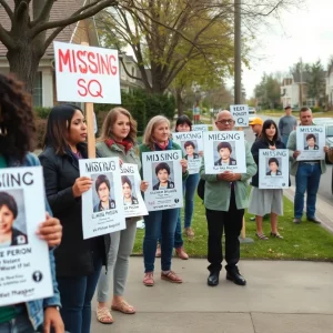 A group of people supporting awareness for missing persons in Huntsville