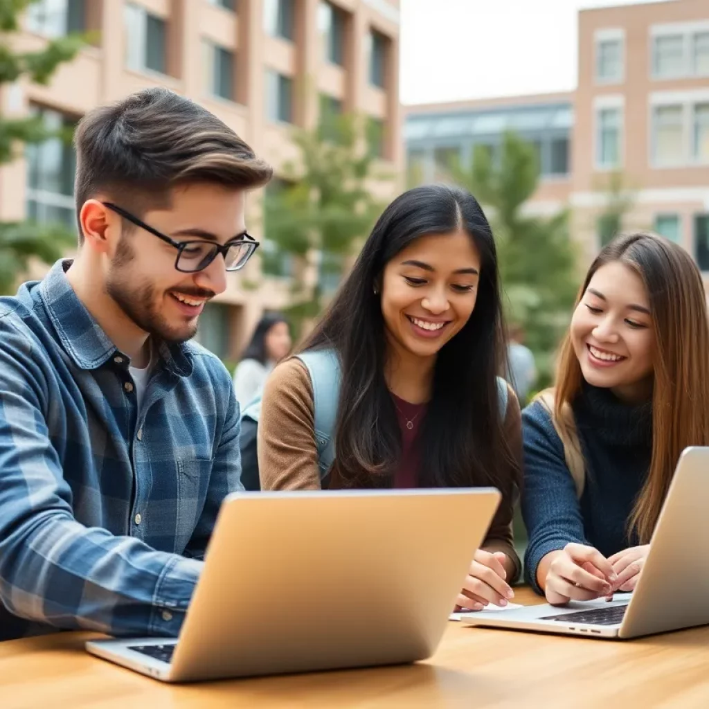 Students collaborating on AI projects at Drake State College