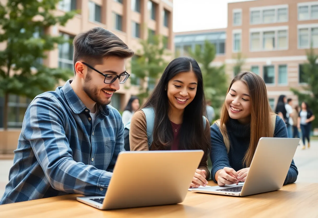 Students collaborating on AI projects at Drake State College