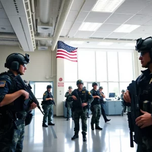 FBI personnel conducting training at Redstone Arsenal in Huntsville, Alabama.