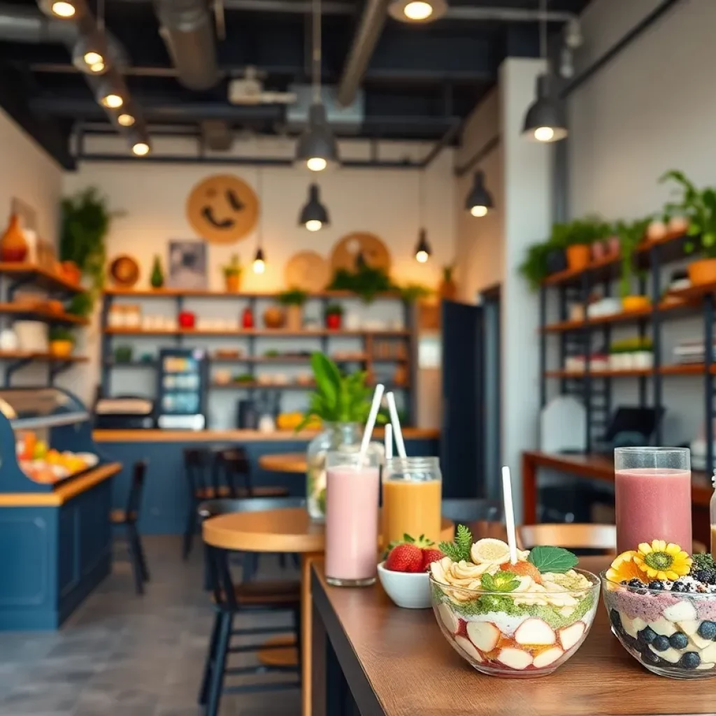Interior of Grain & Berry café showcasing healthy food options