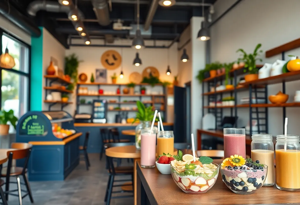 Interior of Grain & Berry café showcasing healthy food options